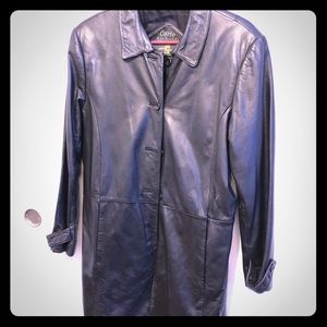 Women’s leather jacket knee length.